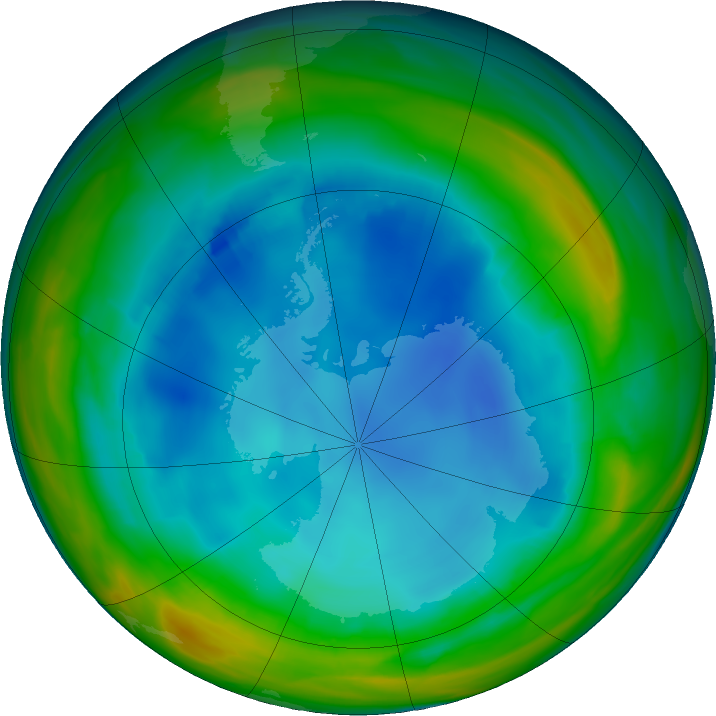 Antarctic ozone map for 25 July 2023